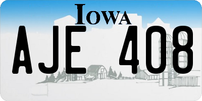 IA license plate AJE408