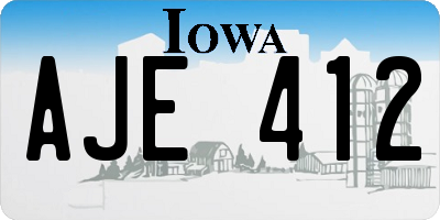IA license plate AJE412