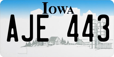 IA license plate AJE443