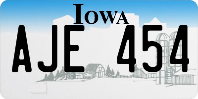 IA license plate AJE454