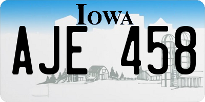 IA license plate AJE458