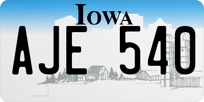 IA license plate AJE540