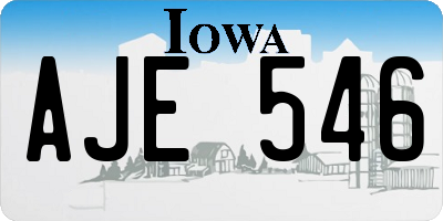 IA license plate AJE546