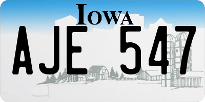 IA license plate AJE547