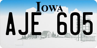 IA license plate AJE605