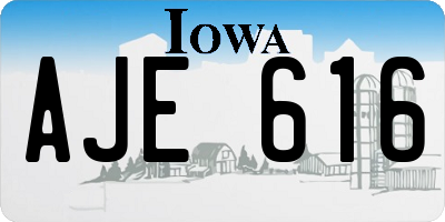 IA license plate AJE616