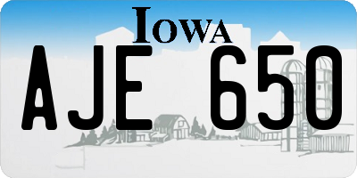 IA license plate AJE650