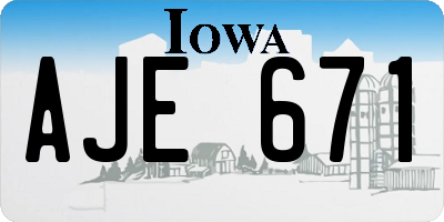 IA license plate AJE671