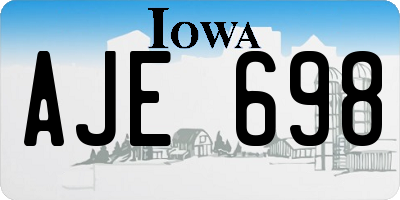 IA license plate AJE698