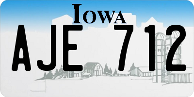 IA license plate AJE712