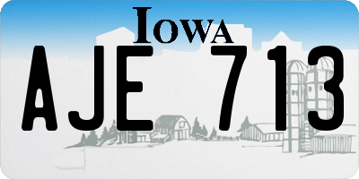 IA license plate AJE713