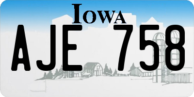 IA license plate AJE758