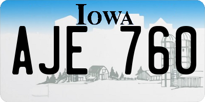 IA license plate AJE760