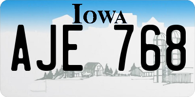 IA license plate AJE768