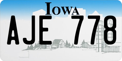 IA license plate AJE778