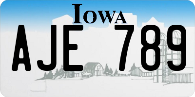 IA license plate AJE789