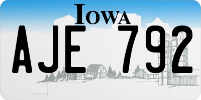 IA license plate AJE792