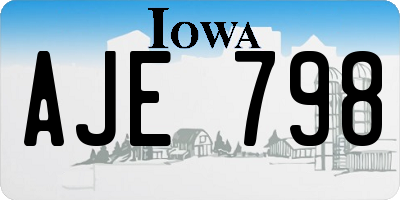 IA license plate AJE798