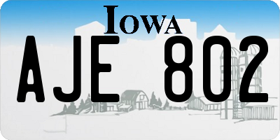 IA license plate AJE802