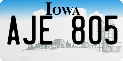 IA license plate AJE805