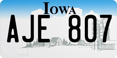 IA license plate AJE807