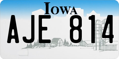 IA license plate AJE814