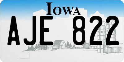 IA license plate AJE822