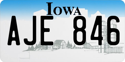 IA license plate AJE846