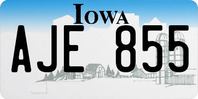 IA license plate AJE855