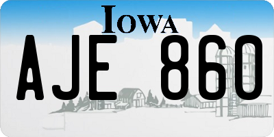 IA license plate AJE860