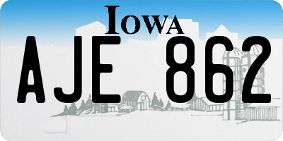 IA license plate AJE862