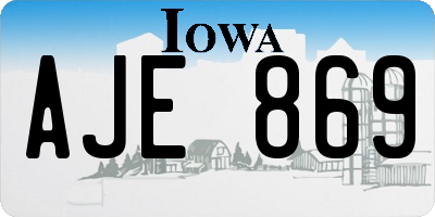 IA license plate AJE869