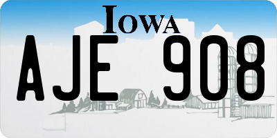 IA license plate AJE908