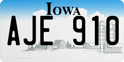 IA license plate AJE910