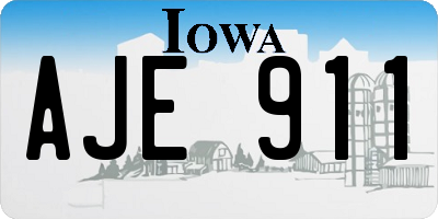 IA license plate AJE911