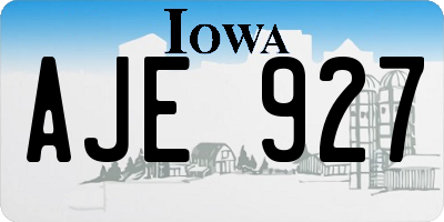 IA license plate AJE927