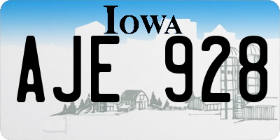 IA license plate AJE928