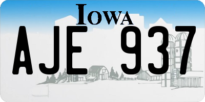 IA license plate AJE937