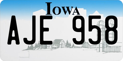 IA license plate AJE958
