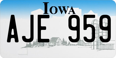IA license plate AJE959