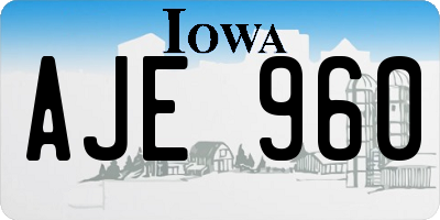 IA license plate AJE960