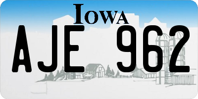 IA license plate AJE962