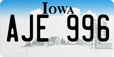 IA license plate AJE996
