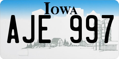 IA license plate AJE997