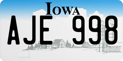 IA license plate AJE998
