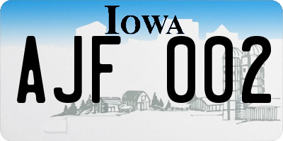 IA license plate AJF002