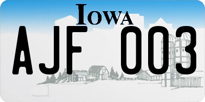 IA license plate AJF003