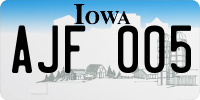 IA license plate AJF005