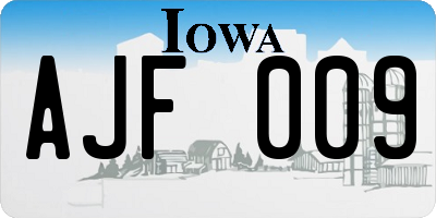 IA license plate AJF009