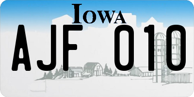 IA license plate AJF010